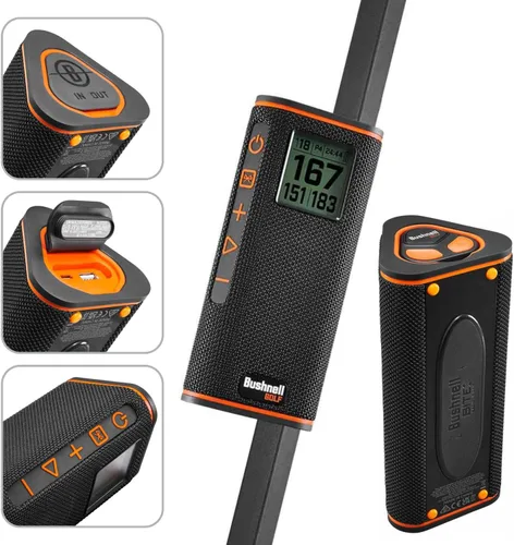 Miniatura 3 de Altavoz Bluetooth Bushnell Wingman View Golf GPS con auriculares Ultimate Black y paquete de cargadores de pared y coche