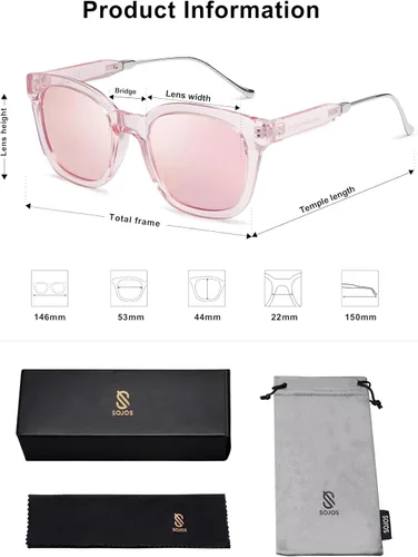 Miniatura 5 de SOJOS Lentes de sol polarizados cuadrados clásicos para mujeres y hombres, retro, modernos, protección ultravioleta UV400 SJ2050