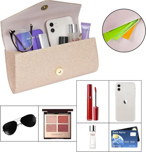 Miniatura 5 de Larcenciel Bolsos de noche para mujer, bolsos de mano con sobre con purpurina, bolso formal para mujer, para citas, salidas nocturnas, fiestas, 8.7