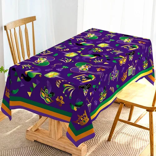 Hafangry Mantel de carnaval de Mardi Gras, decoración de fiesta de máscaras, máscara de Nueva Orleans, funda para mesa de cocina y comedor (60 x 84