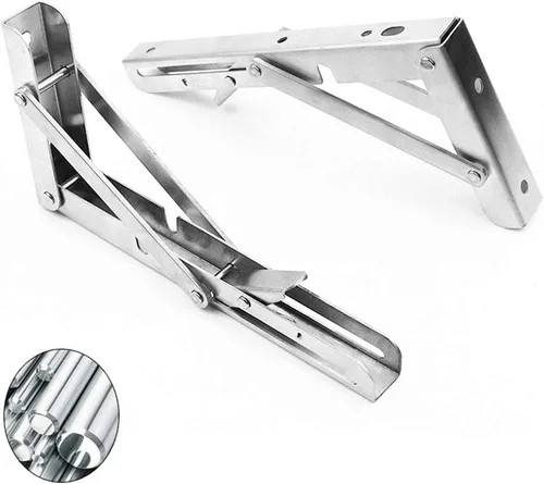 Miniatura 8 de Soportes de estante triangulares de acero inoxidable plegables de alta resistencia, soporte de estante montado en la pared para oficina en casa