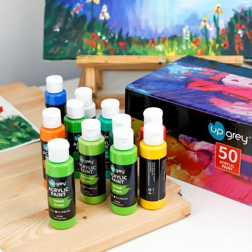 Miniatura 8 de UPGREY Juego de pintura acrílica de 50 colores, pinturas artísticas no tóxicas (2 onzas líquidas cada una) con 5 pinceles de pintura