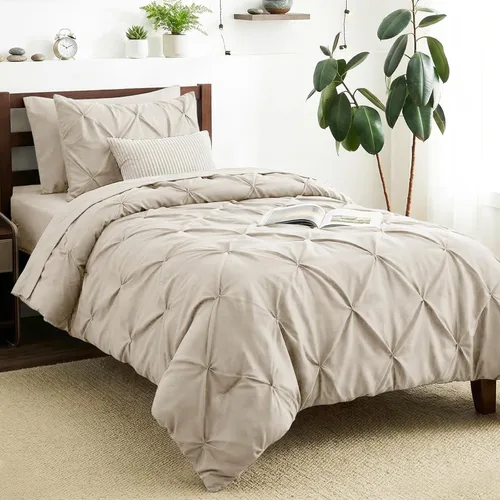 Miniatura 14 de CozyLux - Juego de ropa de cama con pliegues plisados de 7 piezas en una bolsa; edredón tamaño King para todas las estaciones, sábanas, fundas