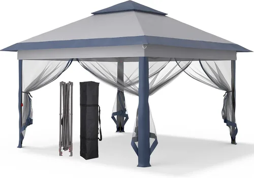 Miniatura 8 de GDY 11x11 ft Gazebo Tent Folding Heavy Duty Height Adjustable Sun Shelter Gazebos, White