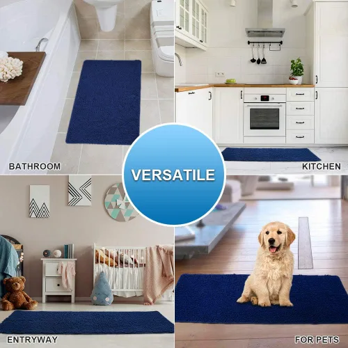 Miniatura 8 de Alfombras de baño Secura, 47 x 28 pulgadas, extra suaves y gruesas, alfombra de baño absorbente de agua, lavable a máquina, alfombras de baño Azul