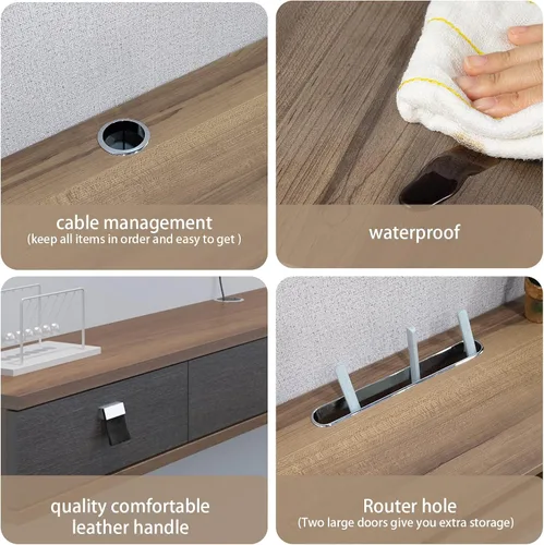 Miniatura 6 de Pmnianhua Estante flotante para TV, soporte flotante de TV de 63 pulgadas, consola multimedia, consola de TV de pared, estante de entretenimiento