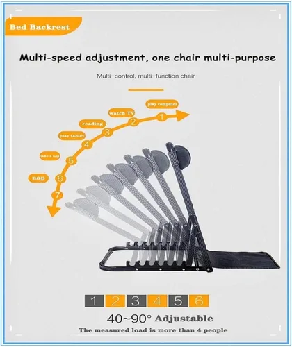 Miniatura 7 de Respaldo de cama ajustable – Soporte de respaldo de cama plegable elevador, asiento de lectura, playa, cuña plegable de 6 grados para personas