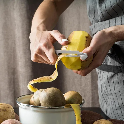Miniatura 6 de Paquete de 3 peladores de verduras para cocina, pelador de papas y frutas de acero inoxidable con mango ergonómico de fácil agarre, apto