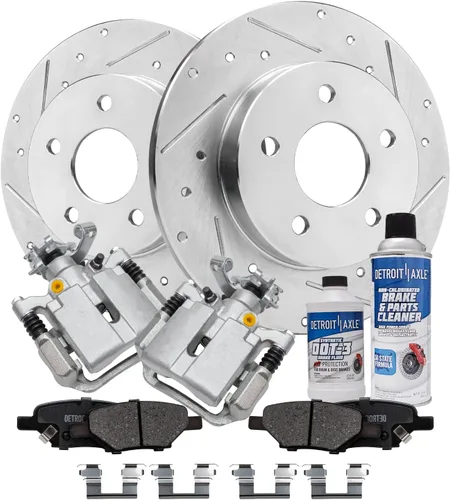 Miniatura 11 de Detroit Axle - Kit de freno delantero para Ford Explorer Mercury Mountaineer 2002-2005 Bujes de rodamiento de rueda perforados y ranurados rotores