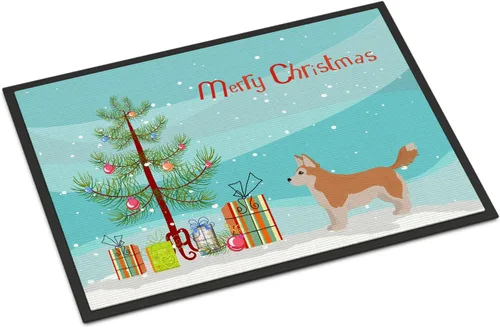 Miniatura 247 de Caroline's Treasures CK3799MAT Akita Shepherd - Tapete de árbol de Navidad de 18 x 27 pulgadas, tapete para puerta delantera, interior y exterior
