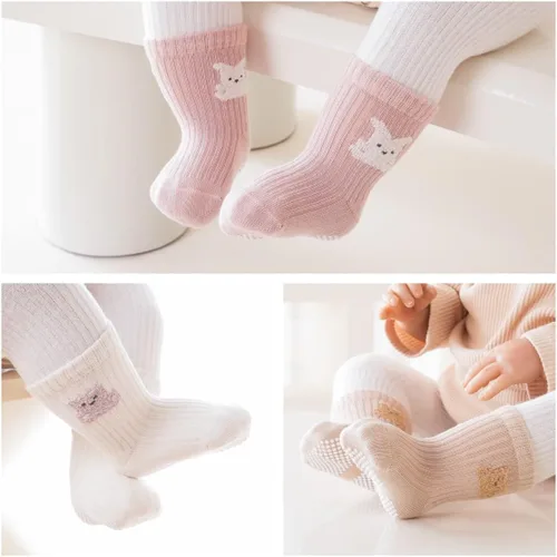 Miniatura 2 de J Poqobog Calcetines deportivos para bebé, calcetines de algodón peinado para niños pequeños, antideslizantes, antideslizantes, paquete de 9