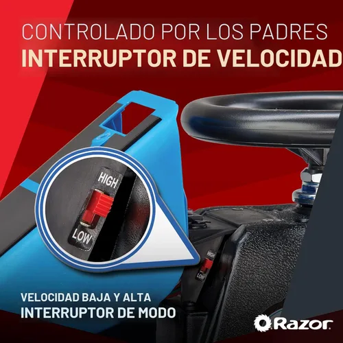 Miniatura 7 de Razor Crazy Cart Shift - Go Kart eléctrico para niños de 6 años en adelante - Sistema de deriva de 12 V, interruptor de velocidad alta/baja, deriva