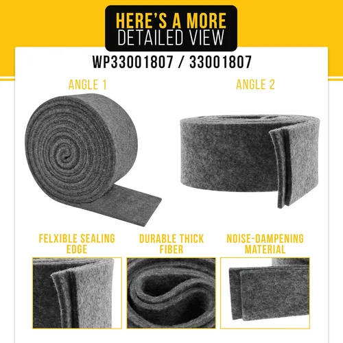 Miniatura 3 de PartsBroz Sello de fieltro para tambor de secadora WP33001807 para Whirlpool Maytag Crosley parte reemplazo AP6007947 PS11741074 WP33001807VP