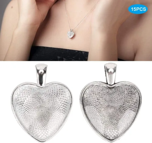 Miniatura 6 de Colgante en forma de corazón, 60 bandejas colgantes en forma de corazón, ajuste de base con cristal