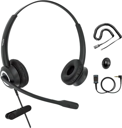 Auriculares para teléfono compatibles con Grandstream Yealink Snom Phones Micrófono con cancelación de ruido, voz HD RJ9 y adaptador de 0.138 in