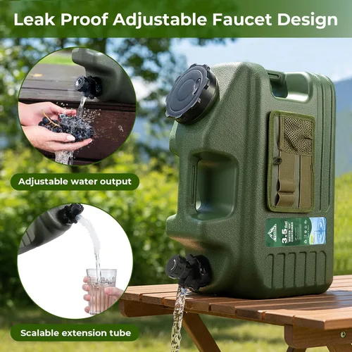 Miniatura 2 de 3.5Gallon Water Jug with Pump, Camping Water Container, BPA Free Portable Water Dispenser with Spigot, Leak-Proof Large Camping Water Jug for