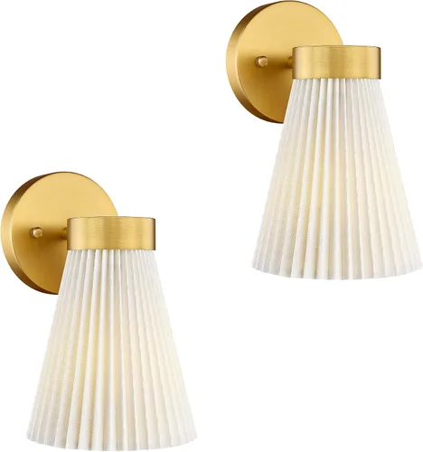 Miniatura 14 de HWH - Lámpara de pared para interiores, moderno aplique de pared con pantalla de vidrio a rayas blancas esmeriladas, aplique de pared individual