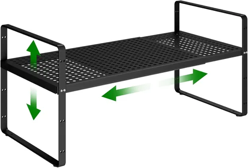 Estante organizador de gabinete de cocina expandible, estante de metal resistente para especias apilable, estante de almacenamiento para gabinete de