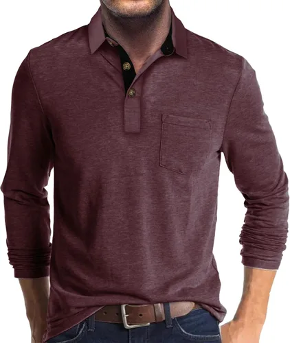 Miniatura 9 de Uposiut Mens Polo Shirts Long/Short Sleeve Mens Shirts Casual Stylish Cotton True Classic Basic Tee Shirts