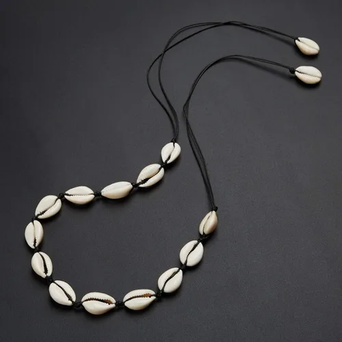 Miniatura 5 de SUNSCSC - Gargantilla hecha a mano para playa de verano, con conchas de terciopelo blanco, collar de concha ajustable