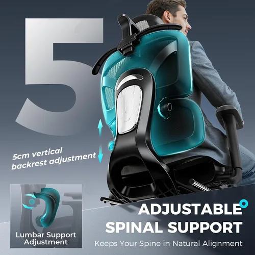 Miniatura 6 de Silla de oficina ergonómica con reposapiés, silla de escritorio grande y alta, silla de computadora con respaldo alto con brazos 3D y soporte Negro