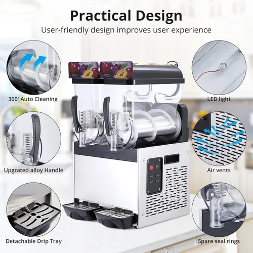 Miniatura 3 de Acekool Máquina comercial para granizados, 30L/8 galones congelada Margarita máquina, autolimpiante, máquina de granizado de acero inoxidable de 700