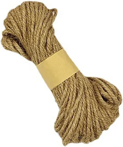 Cordel de yute de 0.157 in, 65.6 pies de cuerda de yute natural para manualidades, jardinería, agrupación, envoltura de regalos, decoraciones de