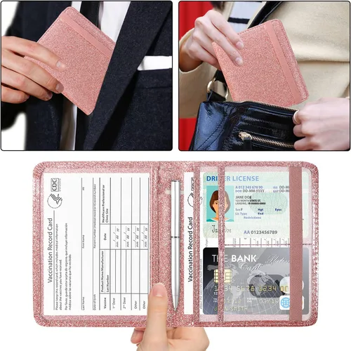 Miniatura 5 de ACdream - Portatarjetas de vacunación, de cuero sintético, 4 x 3, protector de registro de vacunación CDC, billetera, resistente al agua, funda