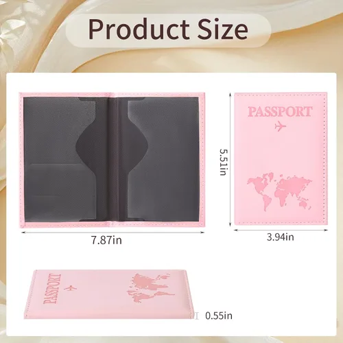 Miniatura 2 de 3 soportes para pasaporte para viajes, funda de pasaporte familiar, soporte para libro de pasaporte con rosa, negro y verde para tarjeta de crédito