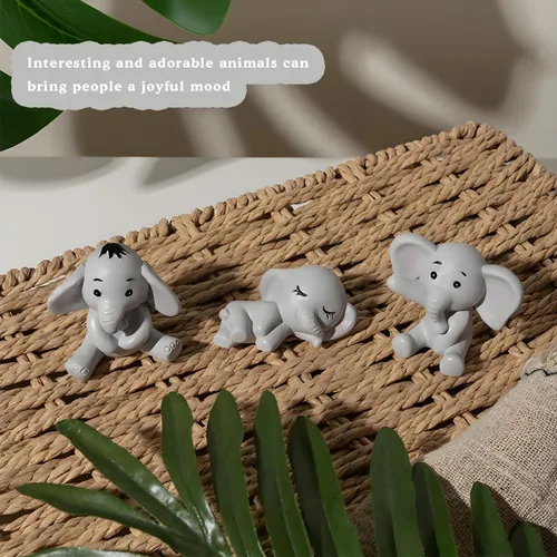 Miniatura 3 de Figuras miniatura de elefante, resina en miniatura, decoración de elefante, lindo adorno para tartas, figuras de animales pequeños, decoraciones