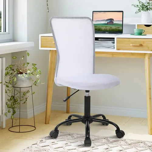 Sillas ergonómicas, bonita silla de escritorio de oficina ajustable sin brazos con respaldo de malla y asiento grueso suave, cómoda silla giratoria