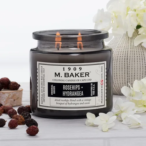Miniatura 3 de Vela Colonial de frasco con aroma a rosa mosqueta y hortensia Vela de 2 mechas de cera de soja natural para el hogar Vela relajante de 7-Gris