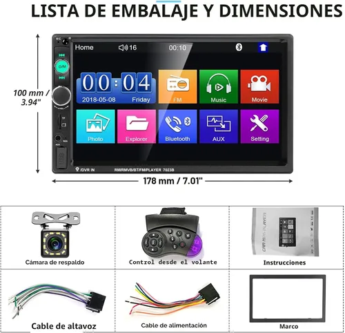 Miniatura 7 de Podofo Estéreo de coche doble DIN Radio de coche 7 pulgadas reproductor MP5 con pantalla táctil HD pantalla digital Bluetooth multimedia soporte