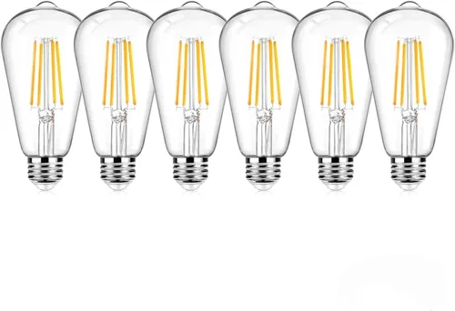 Miniatura 13 de Ralbay Bombillas LED Edison ST48 vintage equivalentes a 60 vatios, paquete de 6, luz blanca natural brillante de 4500 K, bombillas de filamento LED