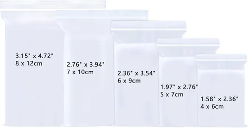 Miniatura 8 de 500 bolsas pequeñas transparentes con cremallera de 1.5 x 2 pulgadas, bolsa de plástico resellable con cremallera, bolsas de polietileno de 2 mil