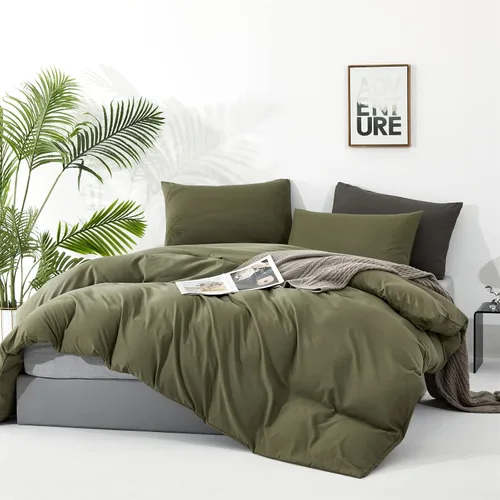 Miniatura 461 de CLOTHKNOW - Juego de edredón verde militar tamaño completo de 3 piezas, juego de ropa de cama verde oscuro, edredón suave con 2 fundas de almohada
