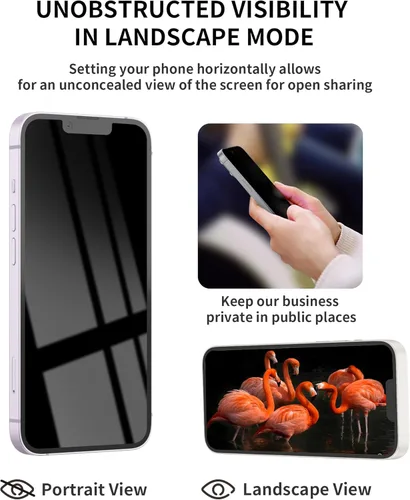 Miniatura 6 de Paquete de 3 protectores de pantalla de privacidad para iPhone 17 Pro Max, vidrio templado de 6.9 pulgadas, protección ocular antiespía, cobertura