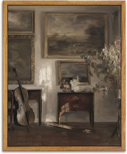 KBKBART Arte en Lienzo Enmarcado Vintage, Decoración de Granja, Pintura al Óleo en Lienzo de Estilo de Vida Sombrío Vintage, Arte de Baño Oscuro