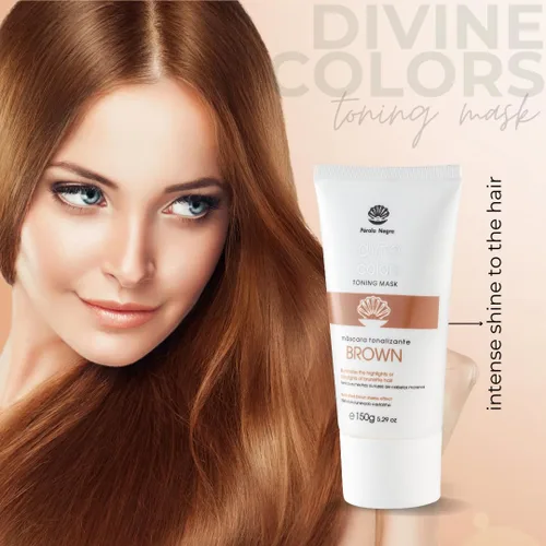 Miniatura 7 de Pérola Negra Divine Colors - Máscara tonificante marrón, ilumina los reflejos o babylights del cabello moreno, efecto de sombra marrón iluminado
