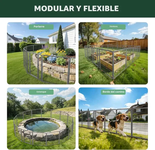 Miniatura 5 de FXW Valla de Jardín Exterior para el Patio – 32 pulg. (A) x 36.4 pies (L) Barrera de Metal Resistente para Animales para Perros y Conejos, Valla