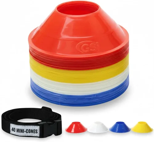 GSi Sports Training Cones for Agility Drills – Soccer & Basketball Multi-Sport Field Markers, Durable Flexible Cones in Multiple Shapes & Packs