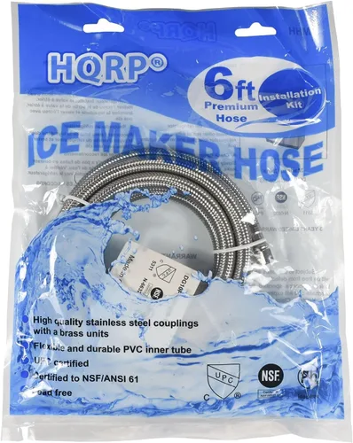 Miniatura 7 de HQRP Línea de agua para refrigerador de 6 pies – Línea de suministro de acero inoxidable trenzado para máquina de hielo – 1/4 de pulgada Comp x 1/4