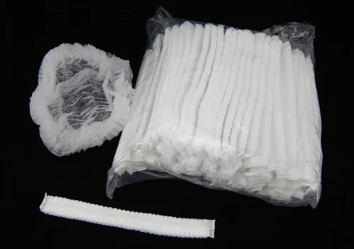 Miniatura 4 de 100 gorras desechables para mob bouffant de 21 pulgadas, red de cobertura para cabeza de pelo recortada para salón o bronceado en aerosol, Blanco