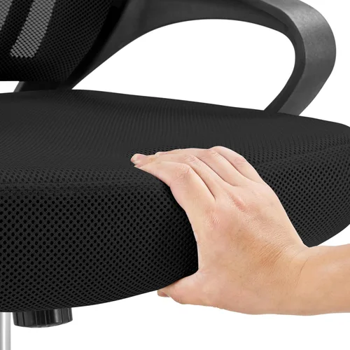 Miniatura 10 de Yaheetech Silla de oficina con respaldo medio, silla de escritorio giratoria con soporte lumbar, silla de malla ergonómica para computadora de Negro