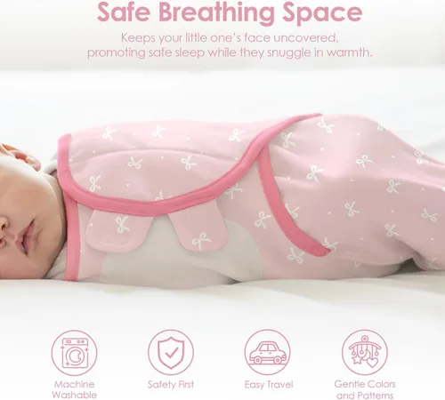 Miniatura 6 de Manta para bebé, 0-3 meses, saco de dormir de algodón con brazos, mantas para recién nacido