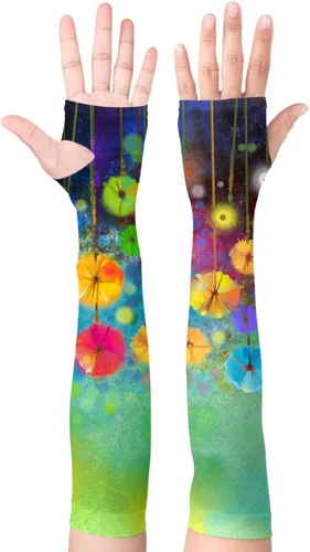 Miniatura 8 de Mangas de jardín para mujer, estilo bohemio, con agujeros para el pulgar, protección solar UV, mangas para los brazos para mujer
