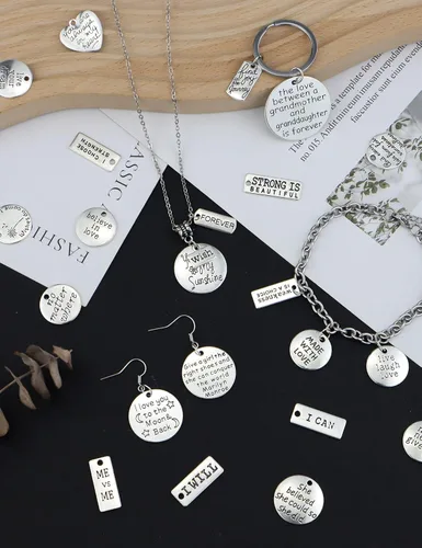 Miniatura 5 de JIALEEY Dijes motivacionales, al por mayor, lotes a granel, colgantes de mensaje inspirador para manualidades, accesorios para hacer joyas