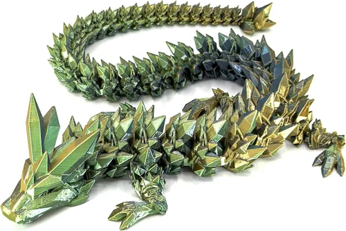 Miniatura 17 de Dragón de cristal articulado mediano de 12 pulgadas, figura de dragón de plástico impresa en 3D multicolor, colores nacarados del arco iris