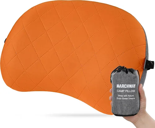 Miniatura 8 de MARCHWAY Almohada de acampada ultraligera inflable con funda lavable suave, almohada de aire portátil y compresible compacta para dormir al aire