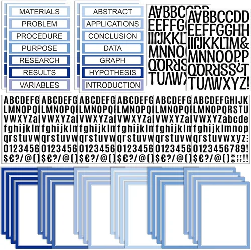 Miniatura 8 de PerKoop 36 Hojas Tableros de Póster para Feria de Ciencias Suministros 24 Subtítulos de Presentación Autoadhesivos 4 Títulos de Proyectos de Feria